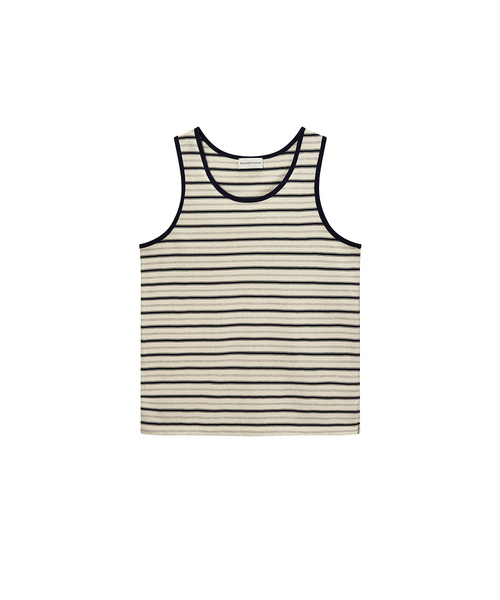 ROLLINGSTUDIOS(ローリングスタジオ)の「COTTON STRIPE SLEEVELESS IVORY/NAVY(Tシャツ/カットソー・メンズ・その他・LARGE/MEDIUM)」の1枚目の写真