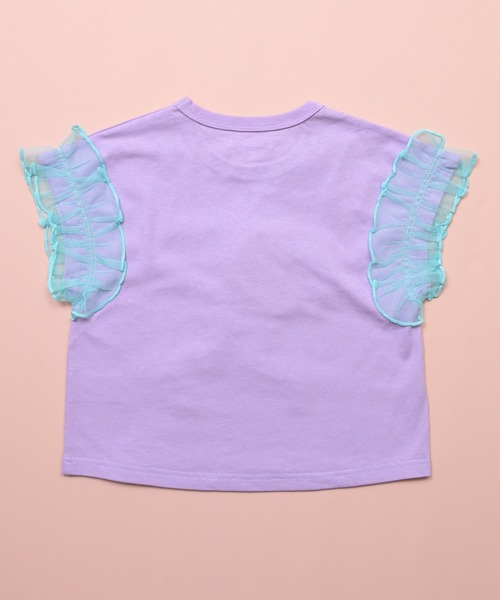 MARKEY'S（マーキーズ）の「チュールフリルリボン半袖Ｔシャツ（Tシャツ/カットソー・キッズ・チャコール/ライトグリーン/ラベンダー・80/90/95/100/110/120/130/140/150）」の16枚目の写真