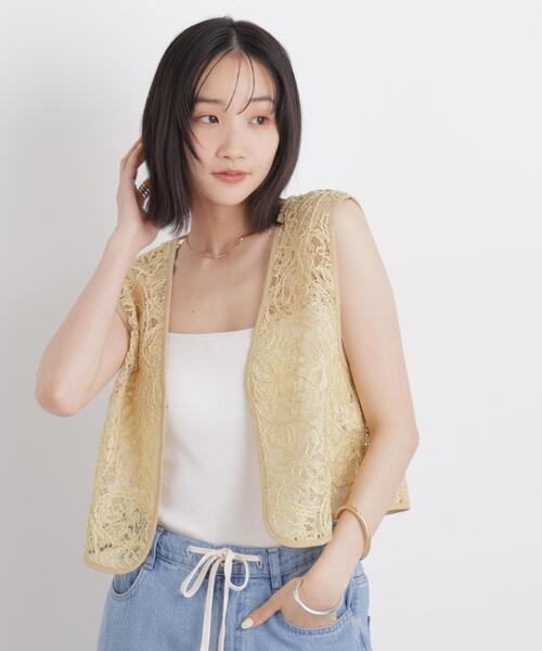 NANO universe(ナノユニバース)の「刺繍レースショートジレ(シャツ/ブラウス・レディース・ホワイト/ベージュ/ブラック・FREE)」の3枚目の写真