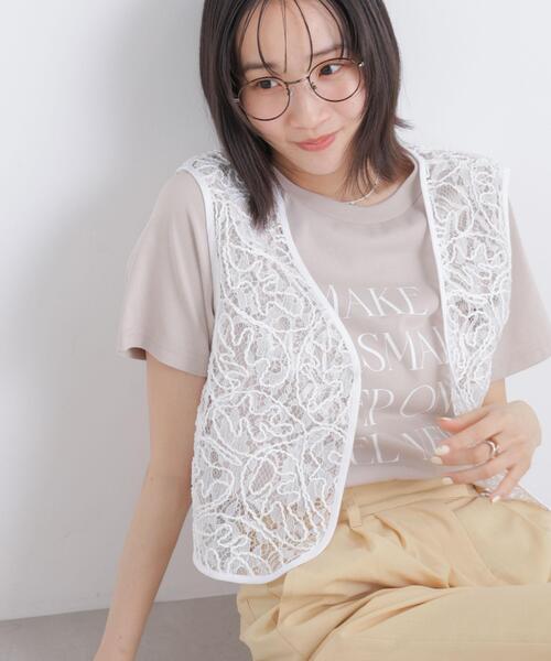 NANO universe(ナノユニバース)の「刺繍レースショートジレ(シャツ/ブラウス・レディース・ホワイト/ベージュ/ブラック・FREE)」の1枚目の写真