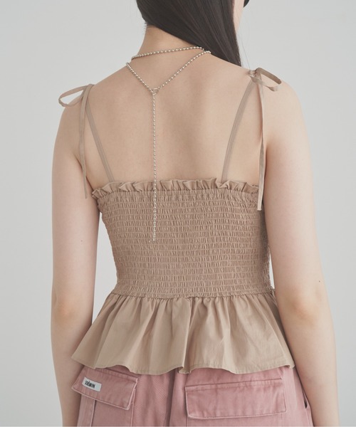 SOEMIN（ソミン）の「Shirred camisole／シャーリングキャミソール（キャミソール・レディース・ベージュ/サックスブルー/ブラック・FREE）」の16枚目の写真