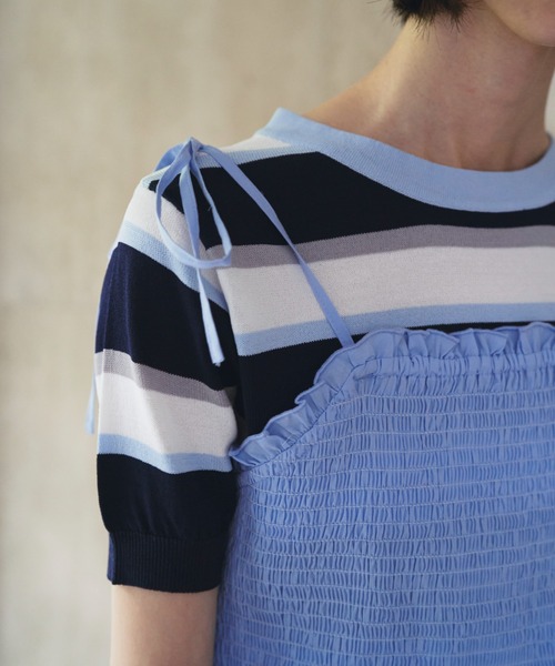 SOEMIN（ソミン）の「Shirred camisole／シャーリングキャミソール（キャミソール・レディース・ベージュ/サックスブルー/ブラック・FREE）」の12枚目の写真