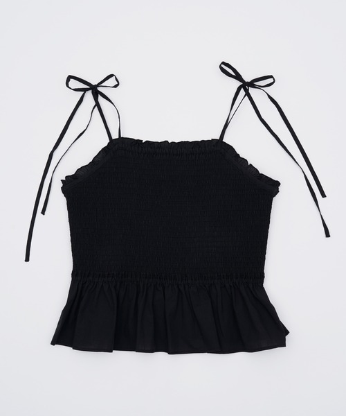 SOEMIN（ソミン）の「Shirred camisole／シャーリングキャミソール（キャミソール・レディース・ベージュ/サックスブルー/ブラック・FREE）」の7枚目の写真