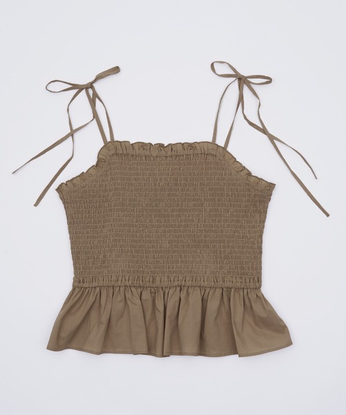 SOEMIN（ソミン）の「Shirred camisole／シャーリングキャミソール（キャミソール・レディース・ベージュ/サックスブルー/ブラック・FREE）」の8枚目の写真