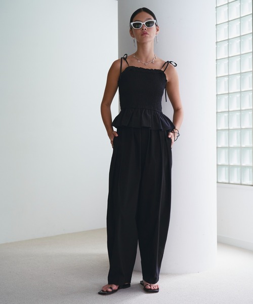SOEMIN（ソミン）の「Shirred camisole／シャーリングキャミソール（キャミソール・レディース・ベージュ/サックスブルー/ブラック・FREE）」の5枚目の写真