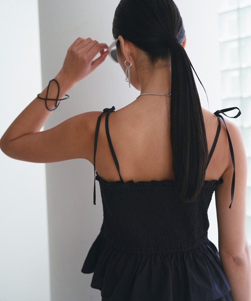 SOEMIN（ソミン）の「Shirred camisole／シャーリングキャミソール（キャミソール・レディース・ベージュ/サックスブルー/ブラック・FREE）」の20枚目の写真