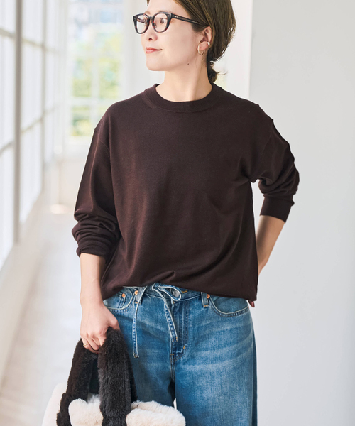 Spick & Span(スピックアンドスパン)の「《新色有り / 追加》18G クルーネックプルオーバー(ニット/セーター・レディース・ネイビー/レッド/ブラウン系その他・FREE)」の9枚目の写真