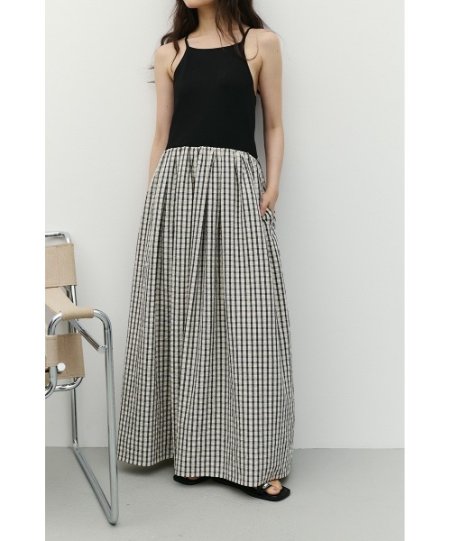 STYLEMIXER(スタイルミキサー)の「ドッキングチェックワンピース(ワンピース・レディース・アイボリー/ブラック・MEDIUM/SMALL)」の1枚目の写真
