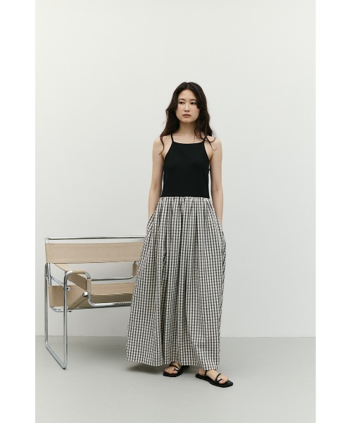 STYLEMIXER(スタイルミキサー)の「ドッキングチェックワンピース(ワンピース・レディース・アイボリー/ブラック・MEDIUM/SMALL)」の4枚目の写真