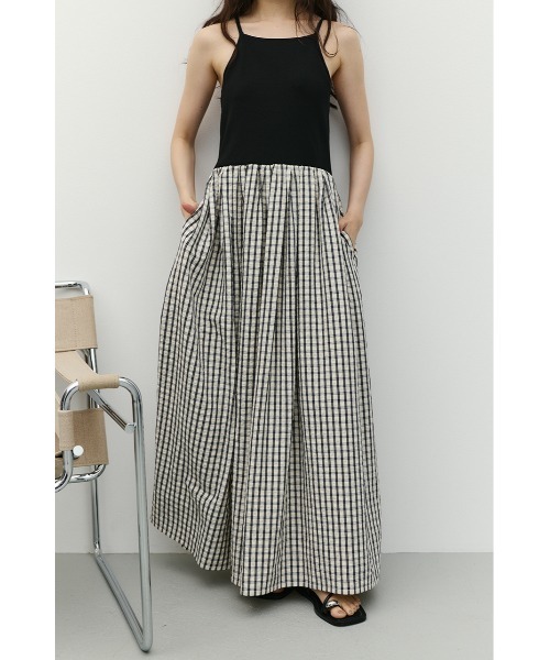 STYLEMIXER(スタイルミキサー)の「ドッキングチェックワンピース(ワンピース・レディース・アイボリー/ブラック・MEDIUM/SMALL)」の7枚目の写真