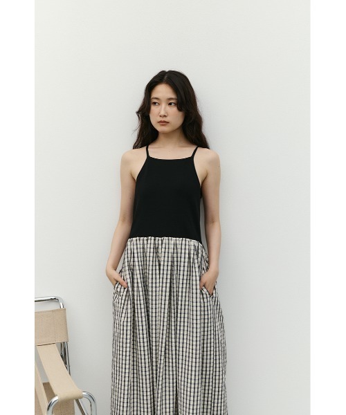 STYLEMIXER(スタイルミキサー)の「ドッキングチェックワンピース(ワンピース・レディース・アイボリー/ブラック・MEDIUM/SMALL)」の8枚目の写真