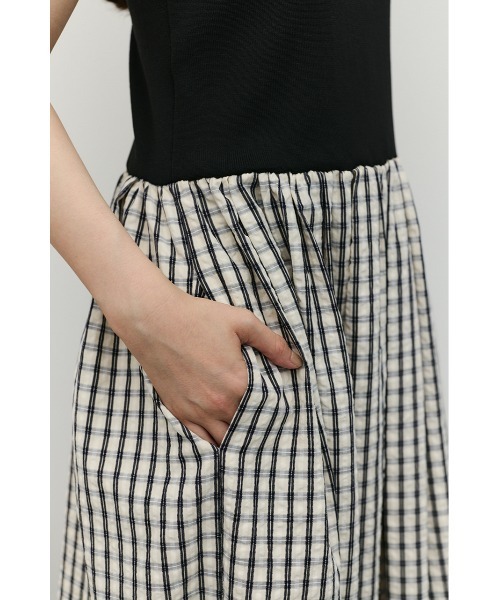 STYLEMIXER(スタイルミキサー)の「ドッキングチェックワンピース(ワンピース・レディース・アイボリー/ブラック・MEDIUM/SMALL)」の12枚目の写真