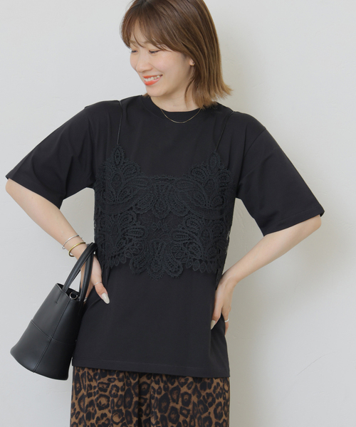 JOURNAL STANDARD relume(ジャーナルスタンダード レリューム)の「《2枚セット》レーシービスチェセットTEE(Tシャツ/カットソー・レディース・ブラック/チャコールグレー/ホワイト・FREE)」の6枚目の写真