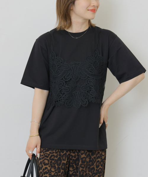 JOURNAL STANDARD relume(ジャーナルスタンダード レリューム)の「《2枚セット》レーシービスチェセットTEE(Tシャツ/カットソー・レディース・ブラック/チャコールグレー/ホワイト・FREE)」の7枚目の写真