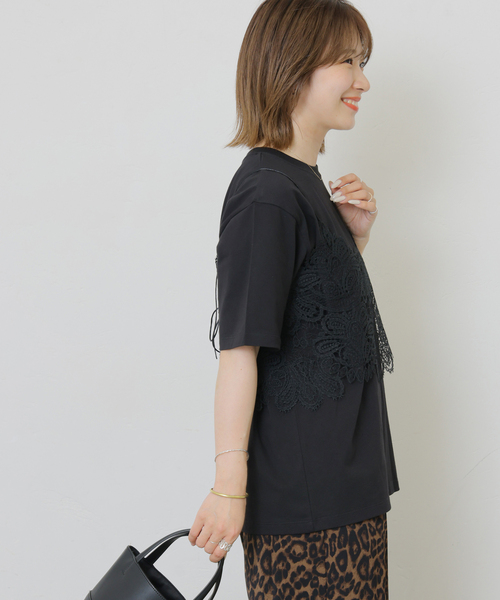 JOURNAL STANDARD relume(ジャーナルスタンダード レリューム)の「《2枚セット》レーシービスチェセットTEE(Tシャツ/カットソー・レディース・ブラック/チャコールグレー/ホワイト・FREE)」の8枚目の写真