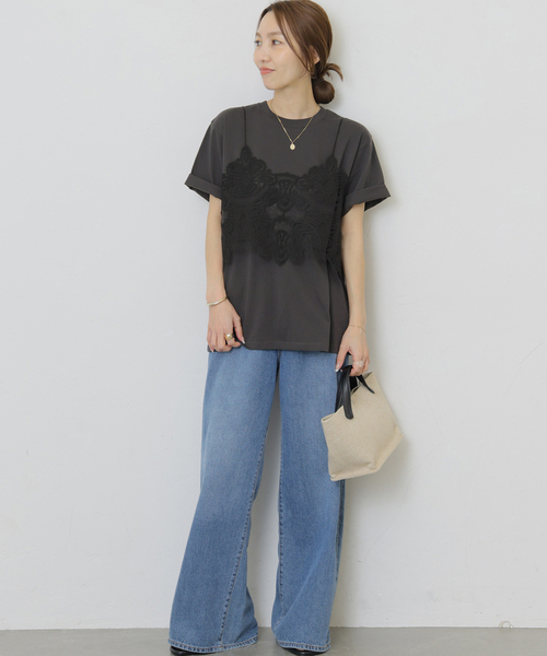 JOURNAL STANDARD relume(ジャーナルスタンダード レリューム)の「《2枚セット》レーシービスチェセットTEE(Tシャツ/カットソー・レディース・ブラック/チャコールグレー/ホワイト・FREE)」の10枚目の写真