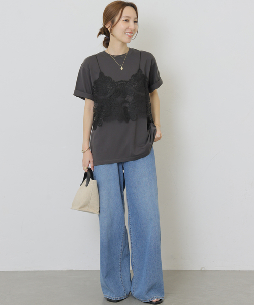 JOURNAL STANDARD relume(ジャーナルスタンダード レリューム)の「《2枚セット》レーシービスチェセットTEE(Tシャツ/カットソー・レディース・ブラック/チャコールグレー/ホワイト・FREE)」の11枚目の写真