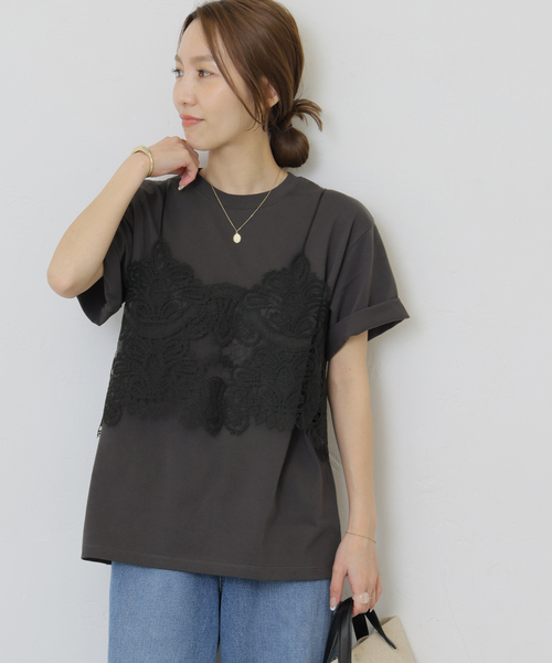 JOURNAL STANDARD relume(ジャーナルスタンダード レリューム)の「《2枚セット》レーシービスチェセットTEE(Tシャツ/カットソー・レディース・ブラック/チャコールグレー/ホワイト・FREE)」の13枚目の写真