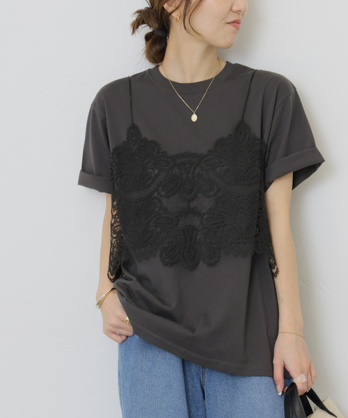 JOURNAL STANDARD relume(ジャーナルスタンダード レリューム)の「《2枚セット》レーシービスチェセットTEE(Tシャツ/カットソー・レディース・ブラック/チャコールグレー/ホワイト・FREE)」の14枚目の写真