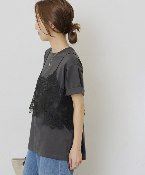 JOURNAL STANDARD relume(ジャーナルスタンダード レリューム)の「《2枚セット》レーシービスチェセットTEE(Tシャツ/カットソー・レディース・ブラック/チャコールグレー/ホワイト・FREE)」の15枚目の写真