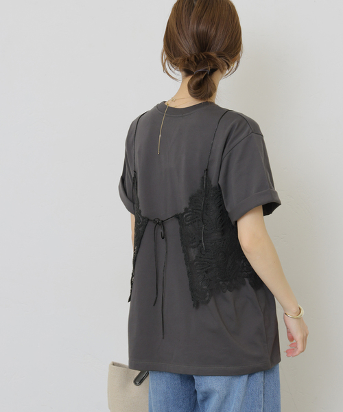 JOURNAL STANDARD relume(ジャーナルスタンダード レリューム)の「《2枚セット》レーシービスチェセットTEE(Tシャツ/カットソー・レディース・ブラック/チャコールグレー/ホワイト・FREE)」の16枚目の写真