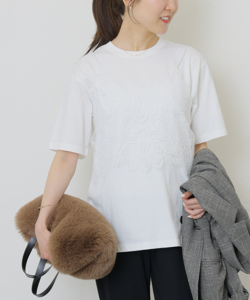 JOURNAL STANDARD relume(ジャーナルスタンダード レリューム)の「《2枚セット》レーシービスチェセットTEE(Tシャツ/カットソー・レディース・ブラック/チャコールグレー/ホワイト・FREE)」の21枚目の写真