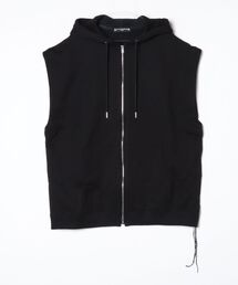 BOXY BEADED SLEEVELESS HOODIE