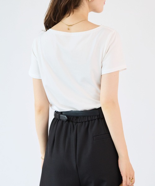 Futier land(フューティアランド)の「【接触冷感/UVカット】ドレープ半袖カットソー(Tシャツ/カットソー・レディース・ホワイト/ブラック/ミント/モカ・FREE)」の8枚目の写真