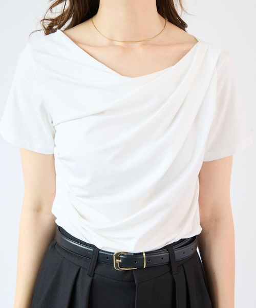 Futier land(フューティアランド)の「【接触冷感/UVカット】ドレープ半袖カットソー(Tシャツ/カットソー・レディース・ホワイト/ブラック/ミント/モカ・FREE)」の16枚目の写真