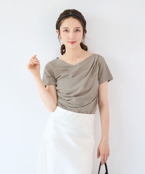 Futier land(フューティアランド)の「【接触冷感/UVカット】ドレープ半袖カットソー(Tシャツ/カットソー・レディース・ホワイト/ブラック/ミント/モカ・FREE)」の18枚目の写真
