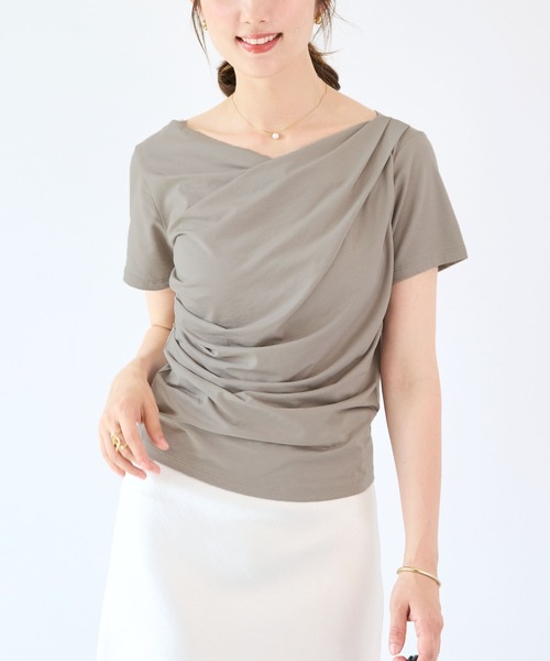 Futier land(フューティアランド)の「【接触冷感/UVカット】ドレープ半袖カットソー(Tシャツ/カットソー・レディース・ホワイト/ブラック/ミント/モカ・FREE)」の21枚目の写真