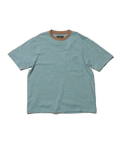 BEAMS PLUS（ビームスプラス）の「Pocket Tee Multi Stripe③（Tシャツ/カットソー・メンズ・イエロー/オレンジ/サックスブルー・SMALL/XX-LARGE/X-LARGE/LARGE/MEDIUM）」の2枚目の写真