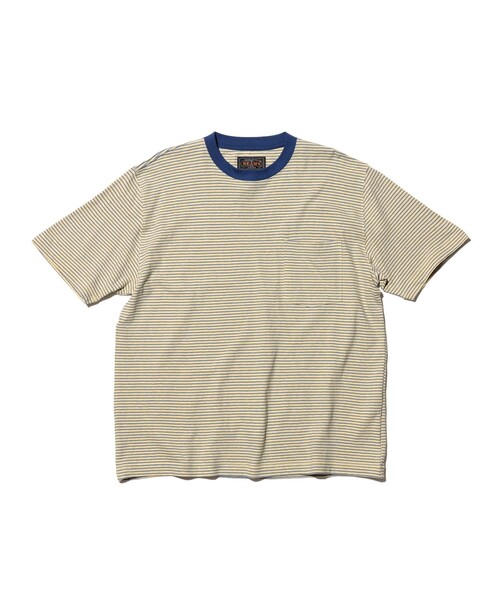 BEAMS PLUS（ビームスプラス）の「Pocket Tee Multi Stripe③（Tシャツ/カットソー・メンズ・イエロー/オレンジ/サックスブルー・SMALL/XX-LARGE/X-LARGE/LARGE/MEDIUM）」の3枚目の写真