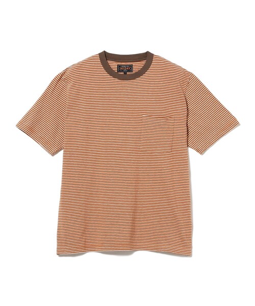 BEAMS PLUS（ビームスプラス）の「Pocket Tee Multi Stripe③（Tシャツ/カットソー・メンズ・イエロー/オレンジ/サックスブルー・SMALL/XX-LARGE/X-LARGE/LARGE/MEDIUM）」の4枚目の写真