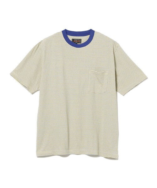 BEAMS PLUS（ビームスプラス）の「Pocket Tee Multi Stripe③（Tシャツ/カットソー・メンズ・イエロー/オレンジ/サックスブルー・SMALL/XX-LARGE/X-LARGE/LARGE/MEDIUM）」の7枚目の写真