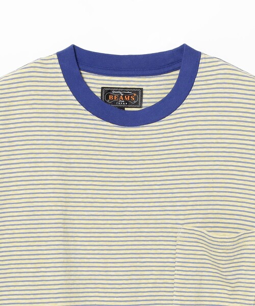 BEAMS PLUS（ビームスプラス）の「Pocket Tee Multi Stripe③（Tシャツ/カットソー・メンズ・イエロー/オレンジ/サックスブルー・SMALL/XX-LARGE/X-LARGE/LARGE/MEDIUM）」の8枚目の写真