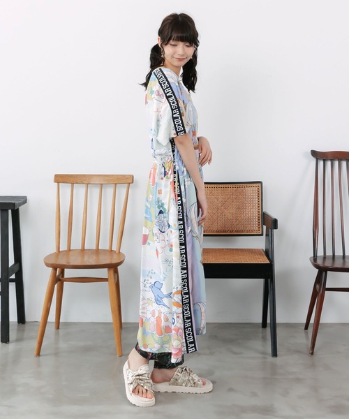 ScoLar(スカラー)の「162686:気球柄×デザート柄 前後切替シャツワンピース(ワンピース・レディース・ブルー/グリーン・M)」の13枚目の写真