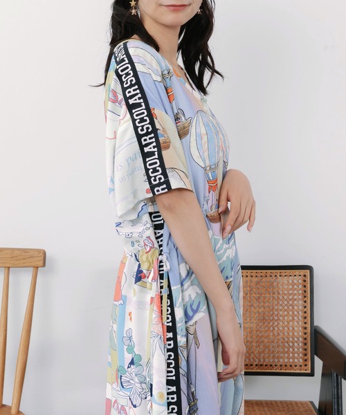 ScoLar(スカラー)の「162686:気球柄×デザート柄 前後切替シャツワンピース(ワンピース・レディース・ブルー/グリーン・M)」の17枚目の写真