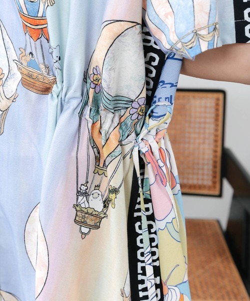 ScoLar(スカラー)の「162686:気球柄×デザート柄 前後切替シャツワンピース(ワンピース・レディース・ブルー/グリーン・M)」の18枚目の写真