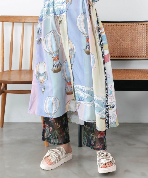 ScoLar(スカラー)の「162686:気球柄×デザート柄 前後切替シャツワンピース(ワンピース・レディース・ブルー/グリーン・M)」の19枚目の写真