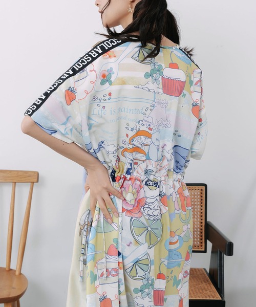 ScoLar(スカラー)の「162686:気球柄×デザート柄 前後切替シャツワンピース(ワンピース・レディース・ブルー/グリーン・M)」の20枚目の写真