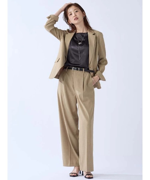 Perfect Suit FActory(パーフェクトスーツファクトリー)の「<ひんやり冷感>ソフトタッチ スマートワイドパンツ(スーツパンツ・レディース・ブラック/ネイビー/サックスブルー/ベージュ・S/M/L)」の21枚目の写真