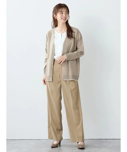 Perfect Suit FActory(パーフェクトスーツファクトリー)の「<ひんやり冷感>ソフトタッチ スマートワイドパンツ(スーツパンツ・レディース・ブラック/ネイビー/サックスブルー/ベージュ・S/M/L)」の6枚目の写真