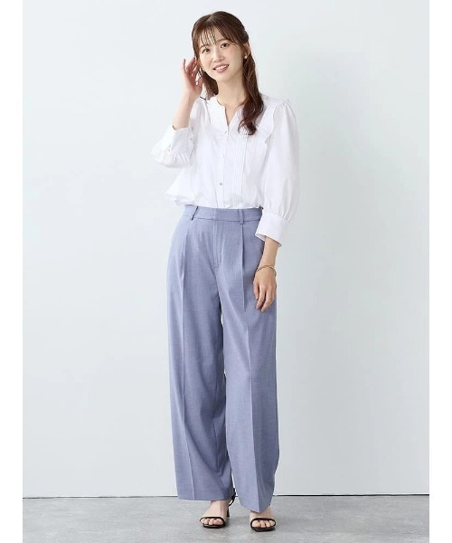 Perfect Suit FActory(パーフェクトスーツファクトリー)の「<ひんやり冷感>ソフトタッチ スマートワイドパンツ(スーツパンツ・レディース・ブラック/ネイビー/サックスブルー/ベージュ・S/M/L)」の8枚目の写真