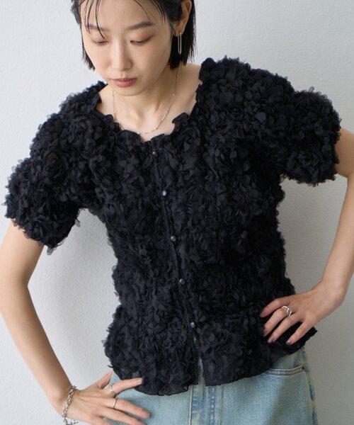 CIAOPANIC TYPY（チャオパニックティピー）の「∴クシュクシュチュールボリュームスリーブトップス（シャツ/ブラウス・レディース・ブラック/ブラウン/アイボリー・ONE SIZE）」の19枚目の写真
