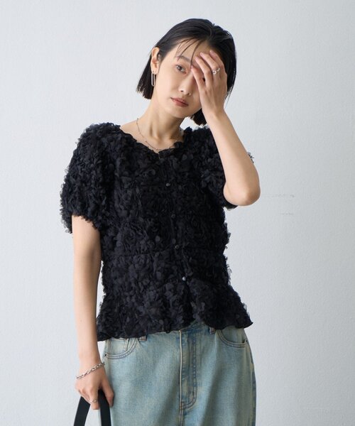 CIAOPANIC TYPY（チャオパニックティピー）の「∴クシュクシュチュールボリュームスリーブトップス（シャツ/ブラウス・レディース・ブラック/ブラウン/アイボリー・ONE SIZE）」の22枚目の写真