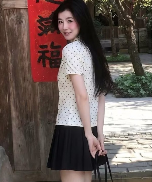 AsheKsha(アシクシャ)の「水玉柄ウエストマーク半袖シャツ(Tシャツ/カットソー・レディース・ホワイト・M)」の15枚目の写真