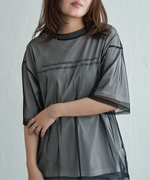 VENCEEXCHANGE（ヴァンスエクスチェンジ）の「【2点セット】Tシャツ×チュールトップス（Tシャツ/カットソー・レディース・ブラック/オフホワイト/ブルー・FREE）」の2枚目の写真
