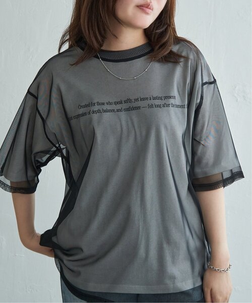 VENCEEXCHANGE（ヴァンスエクスチェンジ）の「【2点セット】Tシャツ×チュールトップス（Tシャツ/カットソー・レディース・ブラック/オフホワイト/ブルー・FREE）」の22枚目の写真