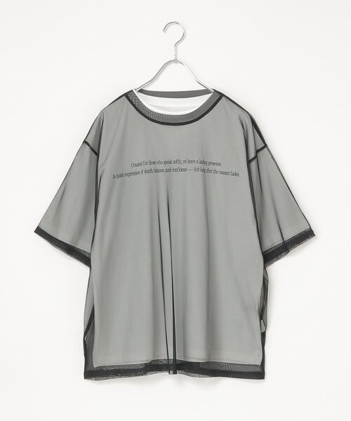 VENCEEXCHANGE（ヴァンスエクスチェンジ）の「【2点セット】Tシャツ×チュールトップス（Tシャツ/カットソー・レディース・ブラック/オフホワイト/ブルー・FREE）」の8枚目の写真